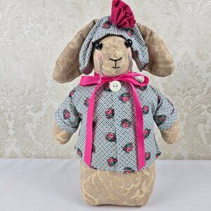 Weight Fabric Bunny Rabbit Doorstop Rose Print Shirt Hat Pink Bow Flower